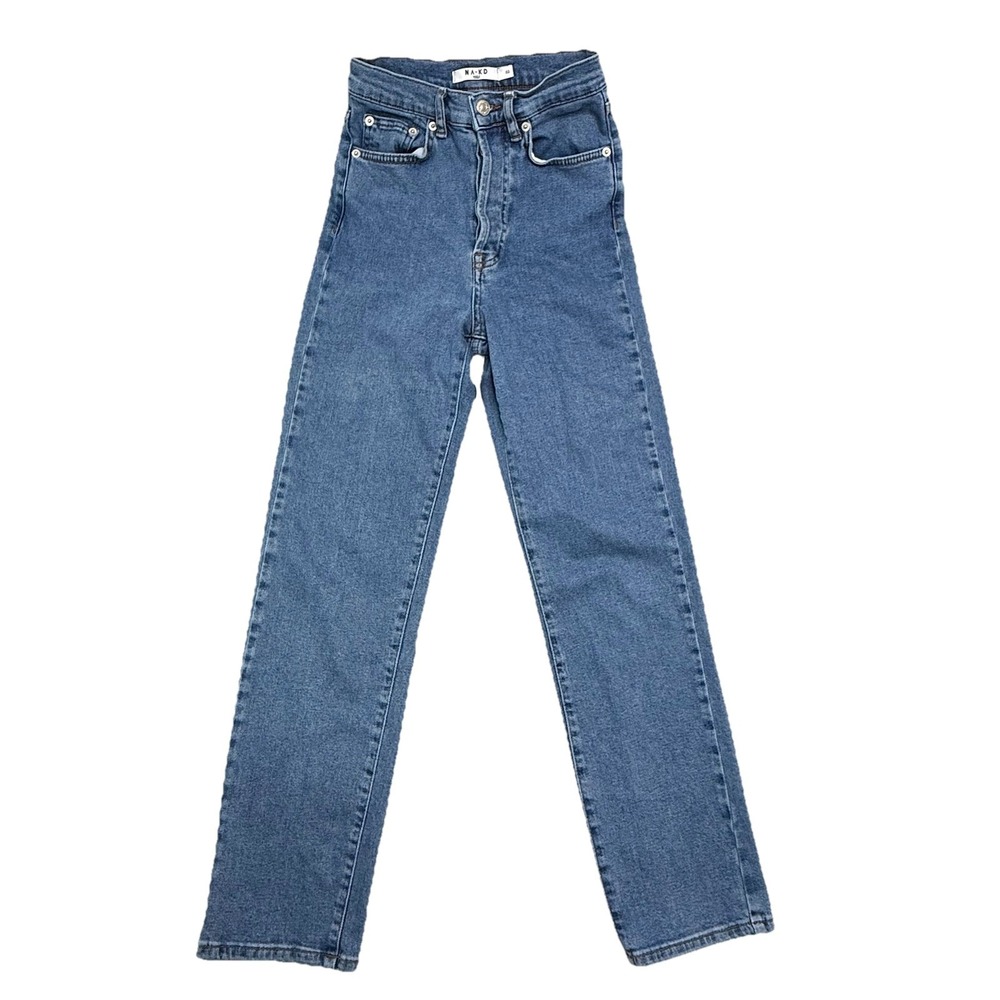 NAKD Women's Blue Straight Leg High Waist Denim Jeans Sz 32 Turkey US‎ Size 2